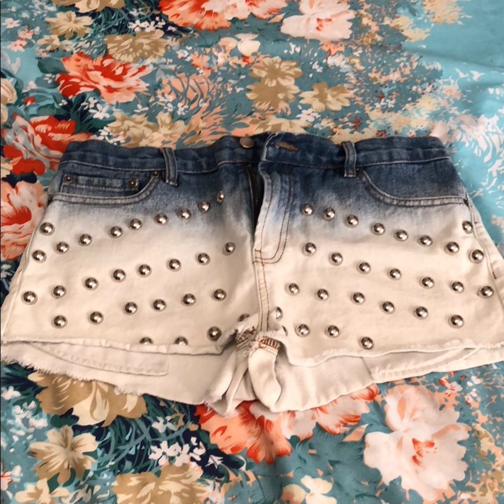 Bleached, studded jeans